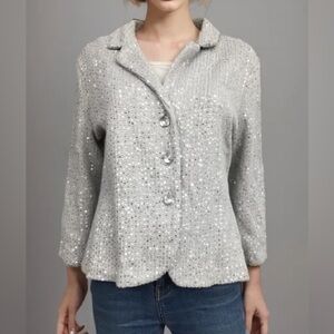 ECI Silver Sequin Blouse